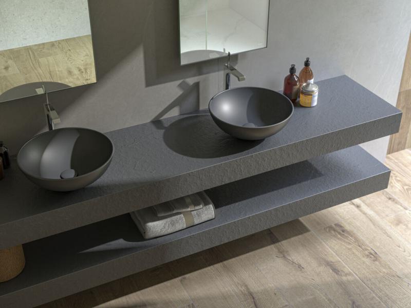 comptoir de salle de bain avec vasque